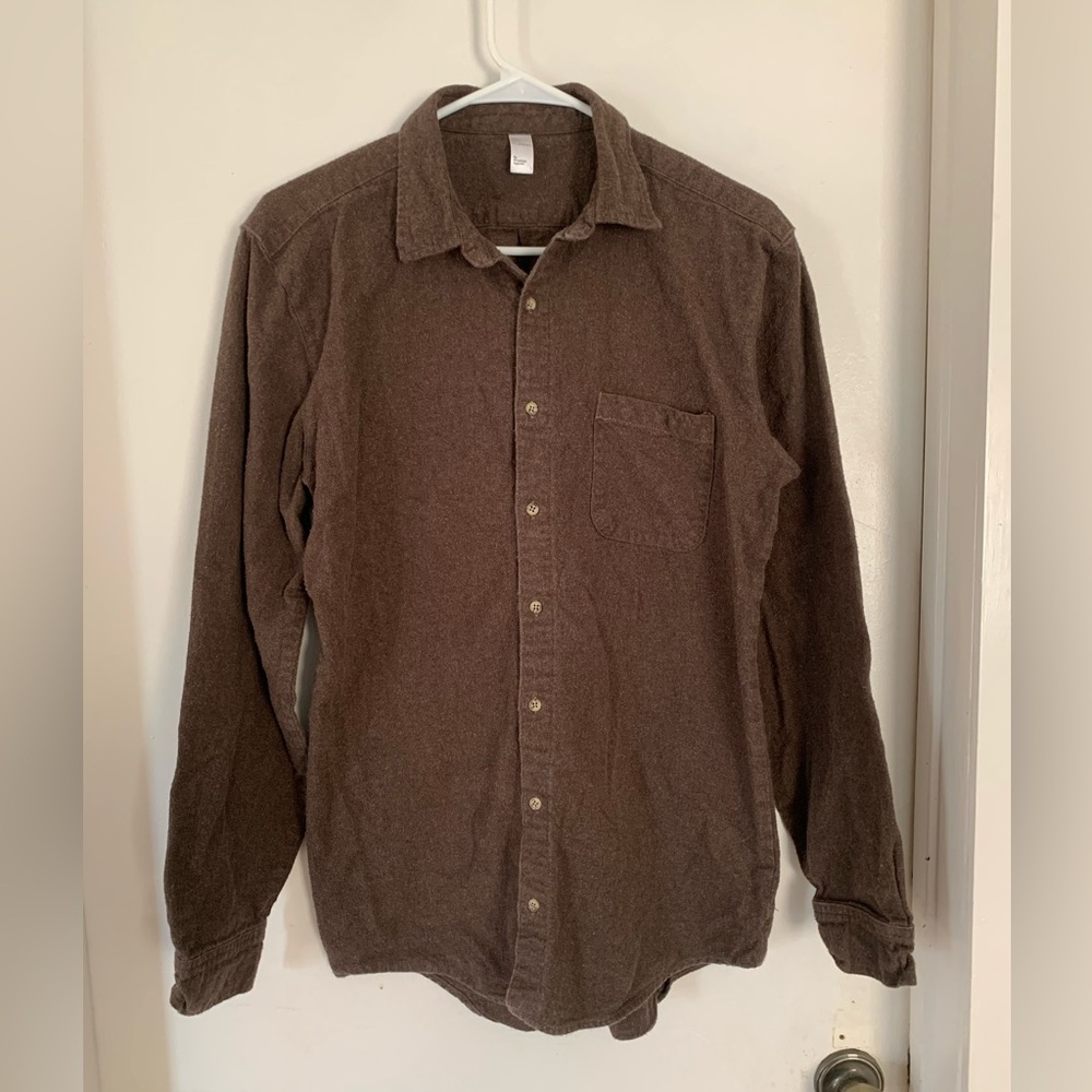 American Apparel MEN’S flannel brown button-down shirt - SIZE LARGE